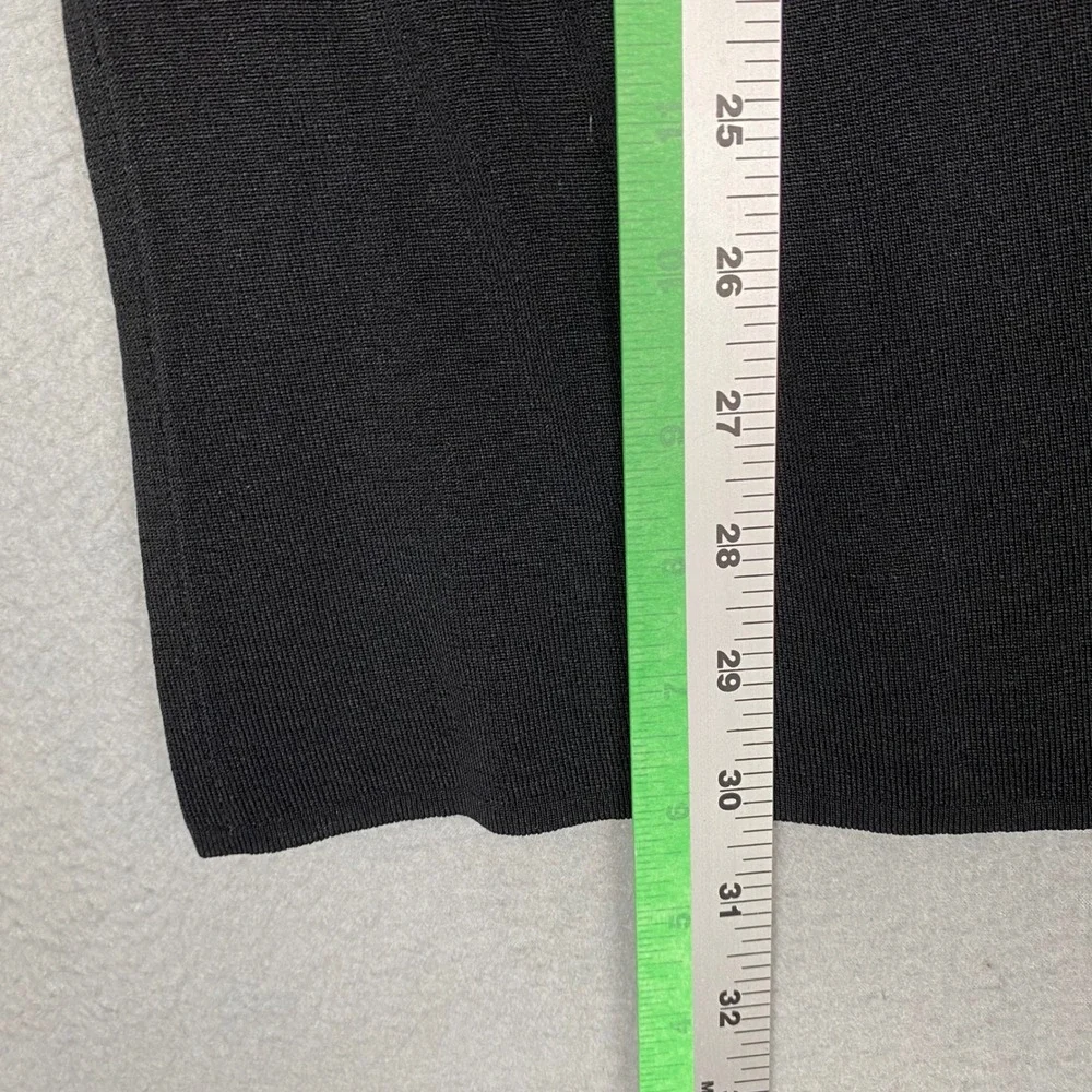 Misook Striped Trim Open Front Knit Cardigan Women 1X Black Sage Green